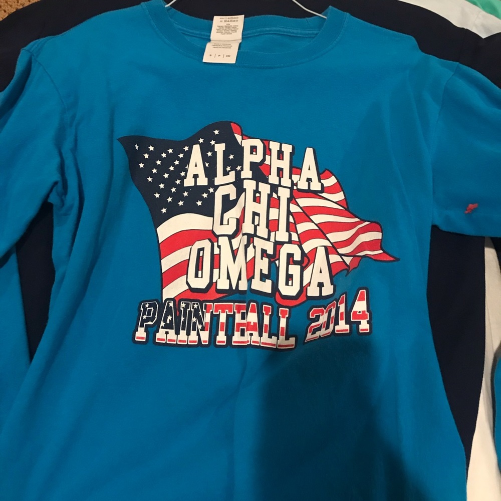 American Flag Alpha Chi Omega Blue Long Sleeve